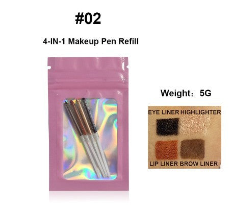 Multifunctional Cosmetic Brush Four-color 4-color Lip Liner Highlight Eyeliner Eyebrow Pencil