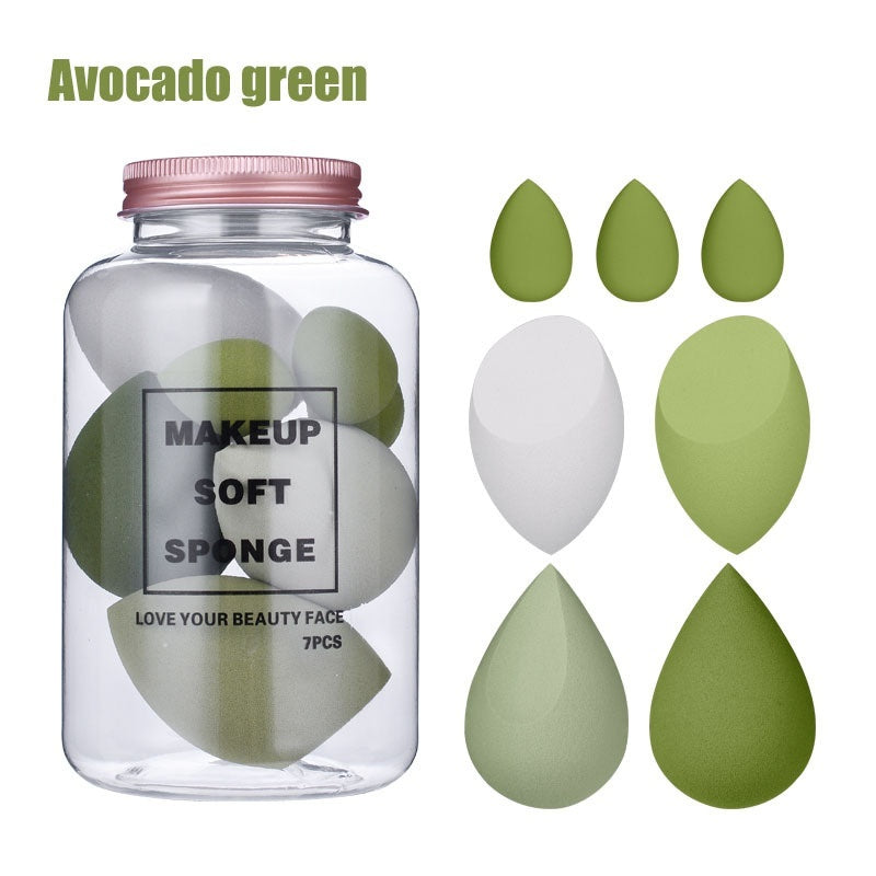 Foreign Trade Makeup Puff 7 PCs Canned Cosmetic Egg Suit Drift Bottle Makeup Sponge Soaking Water Bigger Mini