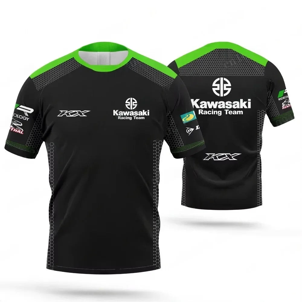 Kawasaki Motorcycle Racing Team Men's T-shirt Summer Short sleeved T-shirt 2025 New Fashion Sports Quick drying Men's Clothing