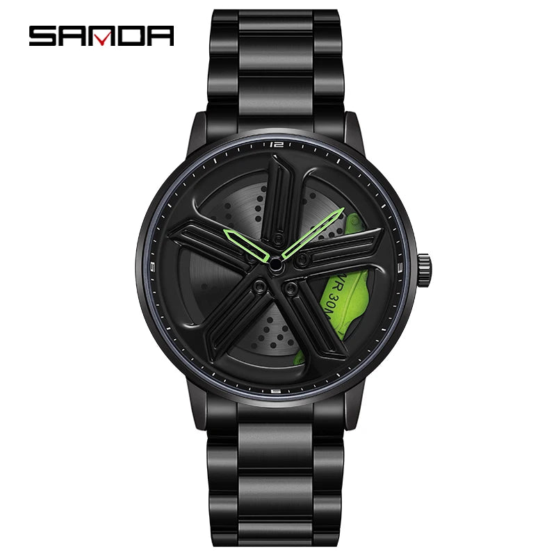 SANDA Sunbeam Man Watches Fashion Good looking Sport Rim Hub Watch Cool Men Luxury Car Design Watches Quartz Waterproof Watches