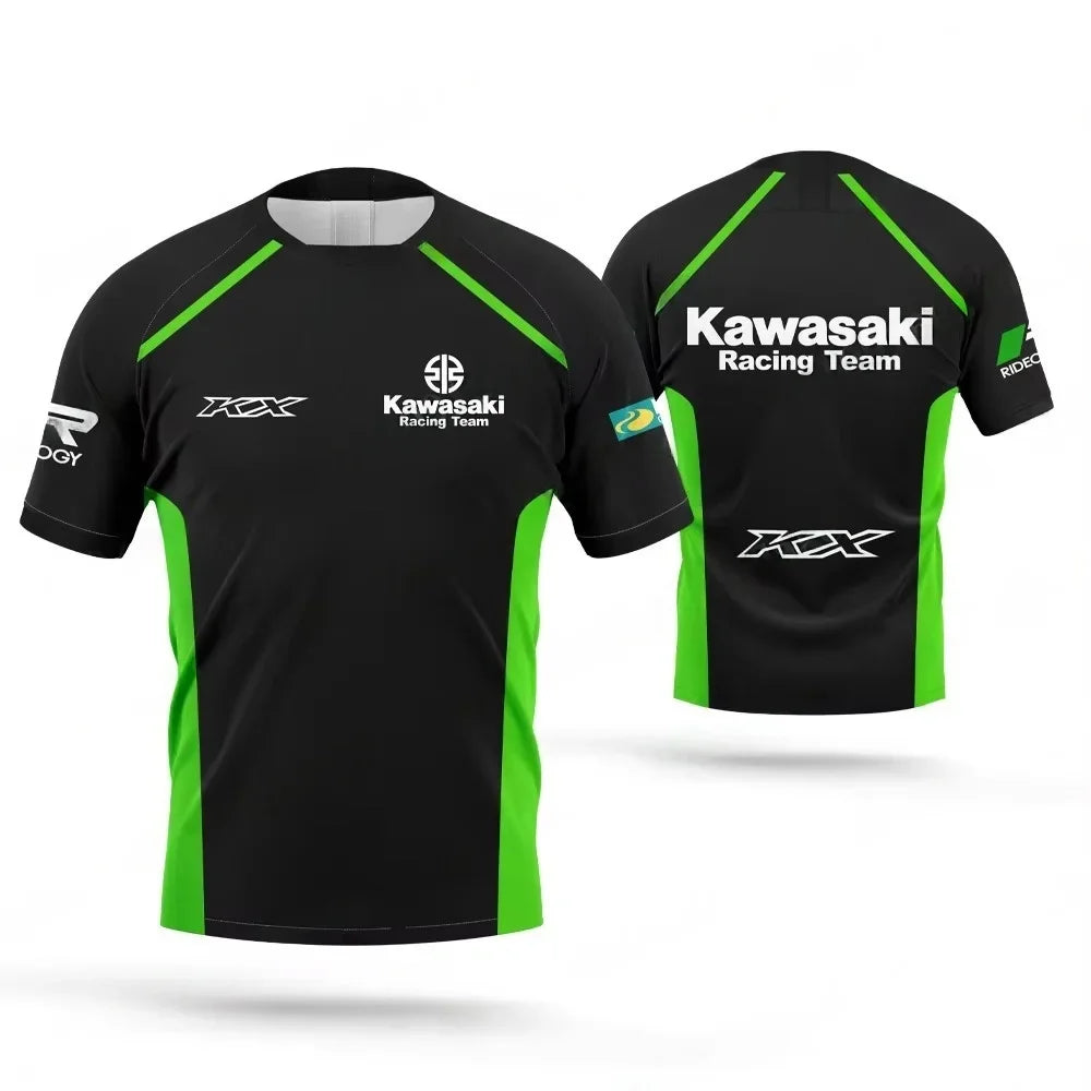Kawasaki Motorcycle Racing Team Men's T-shirt Summer Short sleeved T-shirt 2025 New Fashion Sports Quick drying Men's Clothing