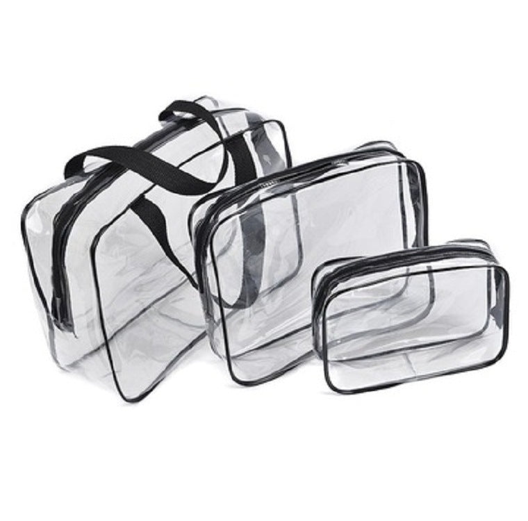 Amazon S Explosive Transparent Fashion Pvc Travel Storage Bag Three Piece Toiletry Bag Logo Can Be Printed