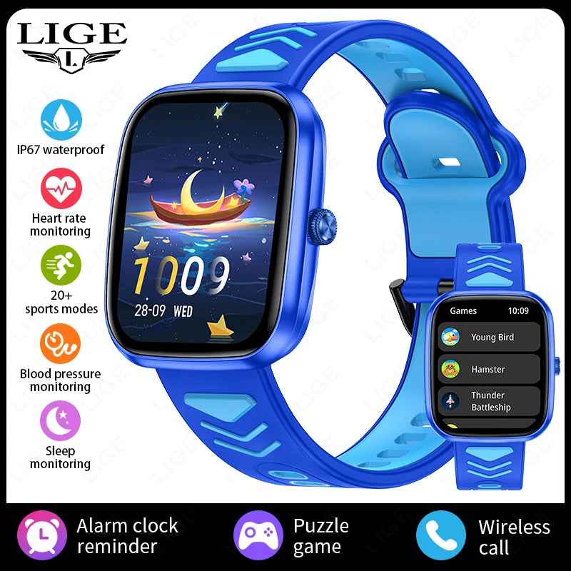 LIGE 2024 Kids Smart Watch Child HD Touch Screen Games Smartwatch Music Watch Boy Girl Gift Children Smartwatch For IOS Android