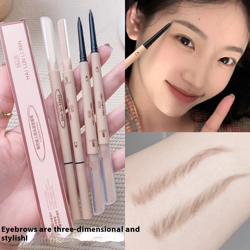 Rotating Double-headed Multifunctional Thin Head Eyebrow Pencil Distinct Look