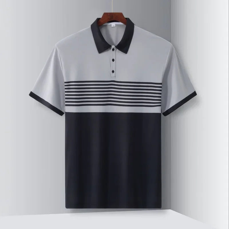 قميص بولو رجالي صيفي كاجوال مقاس كبير 1XL-7XL بأكمام قصيرة وياقة دائرية وقميص ناعم قابل للتهوية مناسب للأعمال التجارية ملابس علوية للرجال