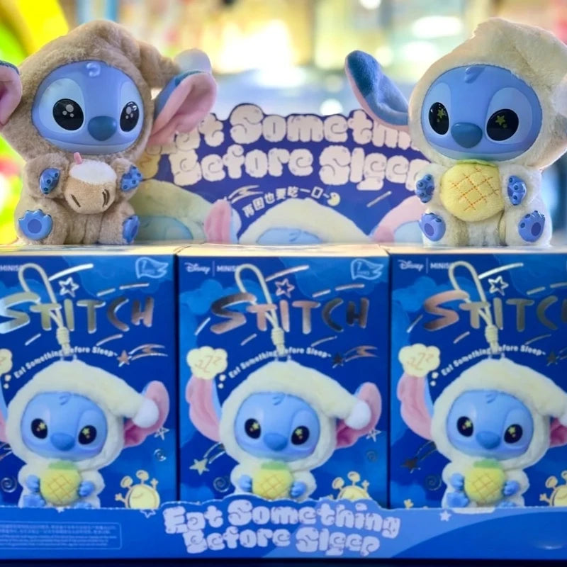 Miniso Stitch Eat Something Before Sleep Series Blind Box Plush Vinyl Toys Cute Doll Replica Mystery Box Bag Pendant Decor Gift
