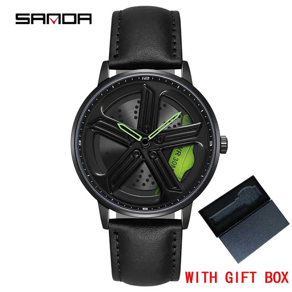 SANDA Sunbeam Man Watches Fashion Good looking Sport Rim Hub Watch Cool Men Luxury Car Design Watches Quartz Waterproof Watches