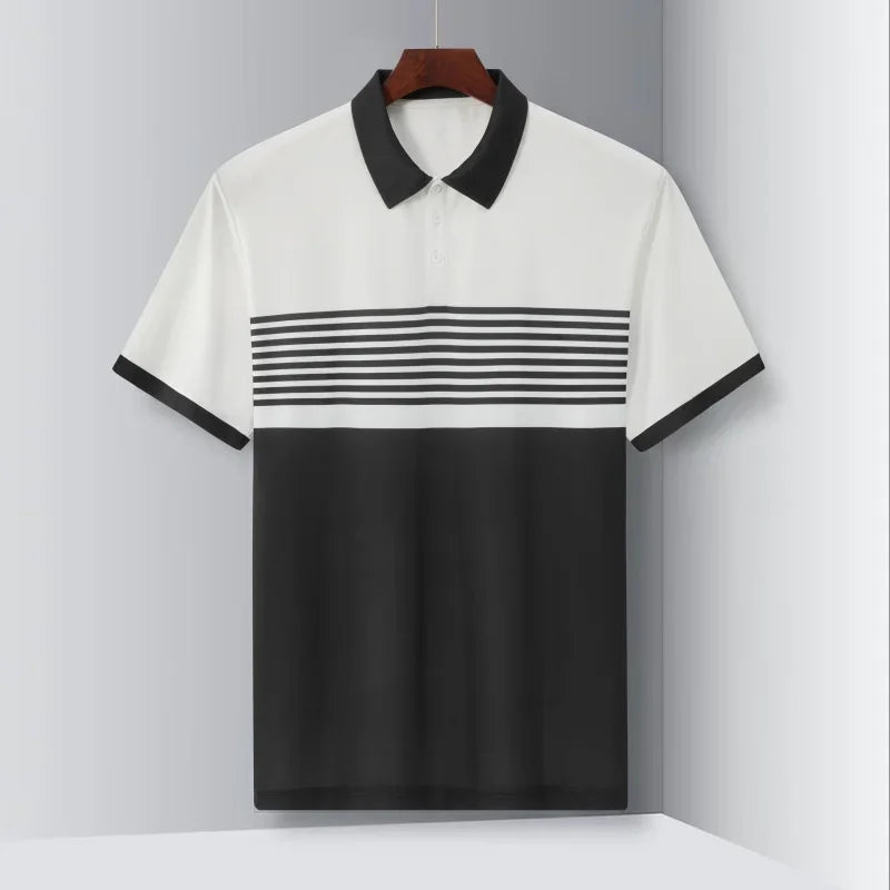 قميص بولو رجالي صيفي كاجوال مقاس كبير 1XL-7XL بأكمام قصيرة وياقة دائرية وقميص ناعم قابل للتهوية مناسب للأعمال التجارية ملابس علوية للرجال