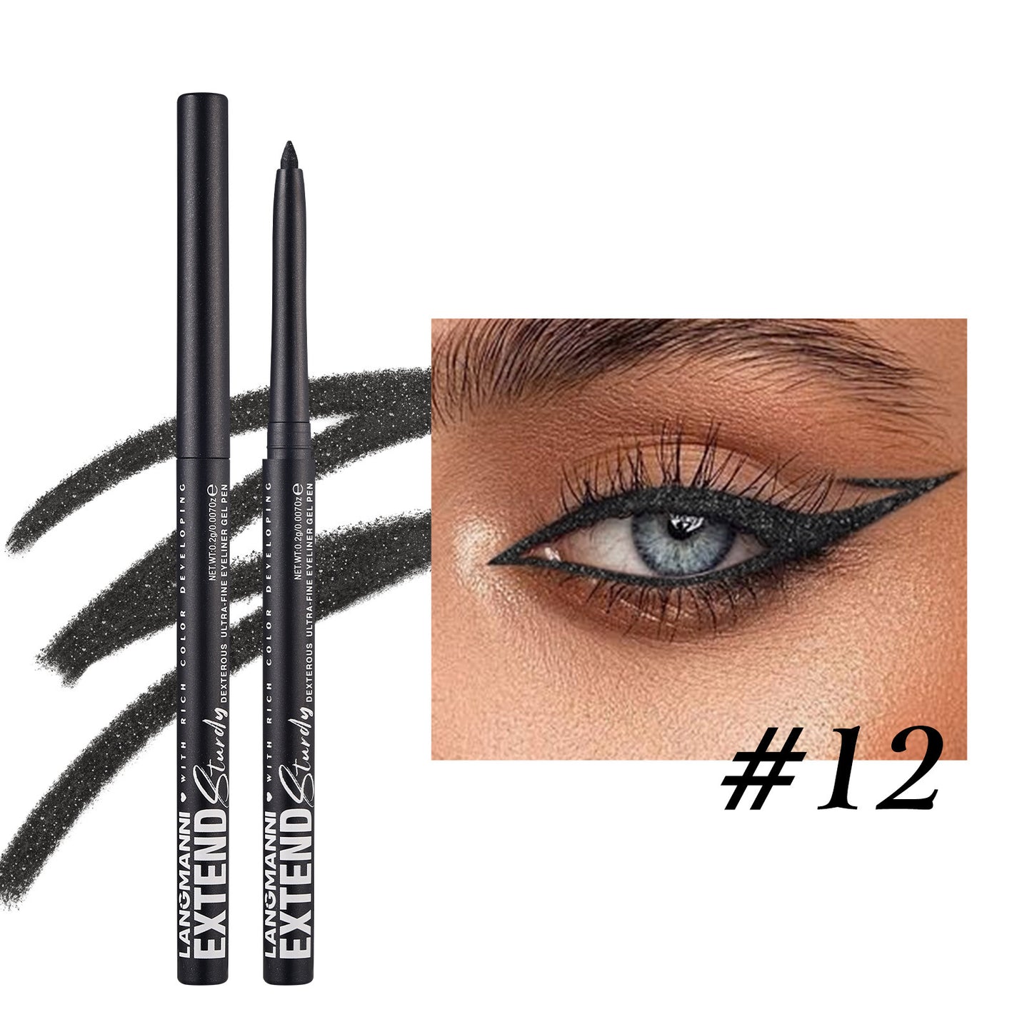 Colorful Gel Glitter Eyeliner Pencils Waterproof & Smudgeproof For Party, Halloween, Cosplay Makeup 12 Vibrant Shades