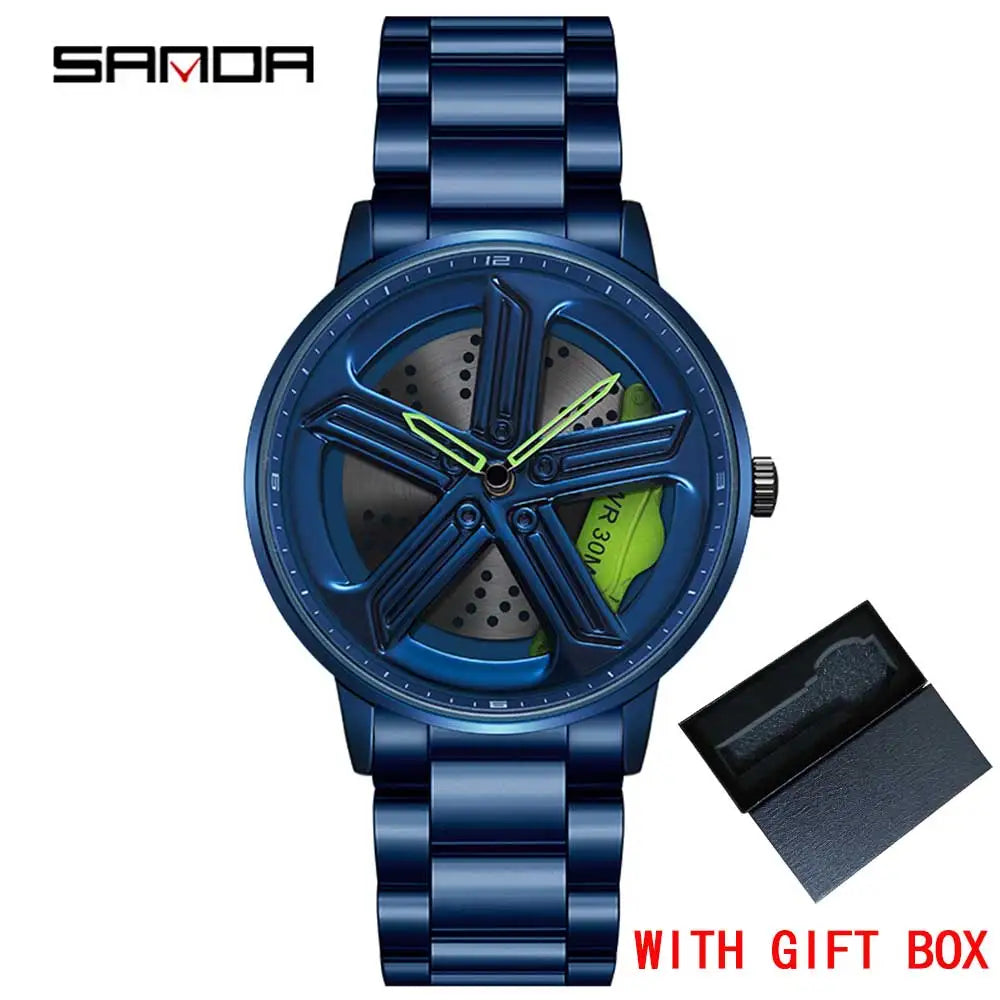SANDA Sunbeam Man Watches Fashion Good looking Sport Rim Hub Watch Cool Men Luxury Car Design Watches Quartz Waterproof Watches