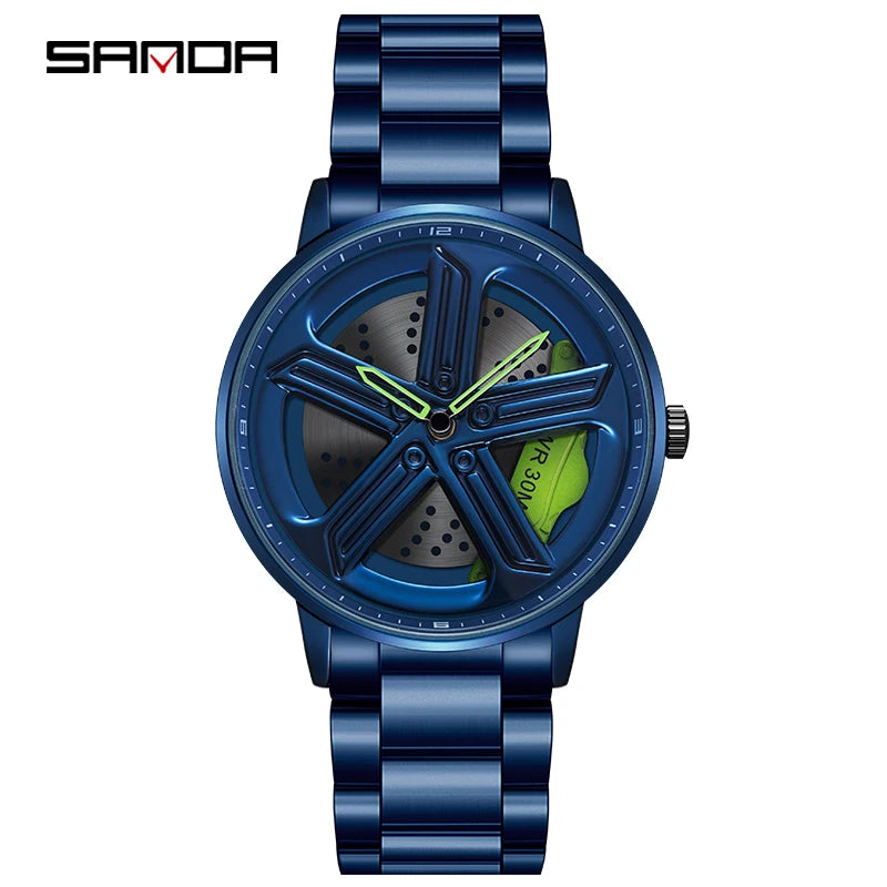 SANDA Sunbeam Man Watches Fashion Good looking Sport Rim Hub Watch Cool Men Luxury Car Design Watches Quartz Waterproof Watches