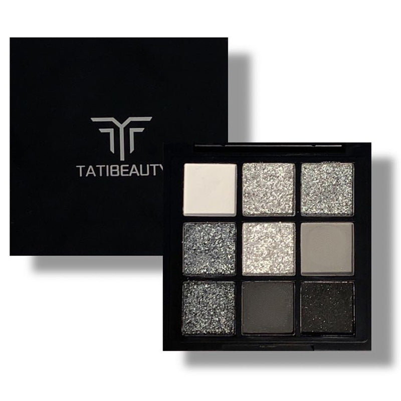 Nine Color Eyeshadow Tray Cement Dark Punk Smoked Black And White Gray Metal Pearlescent