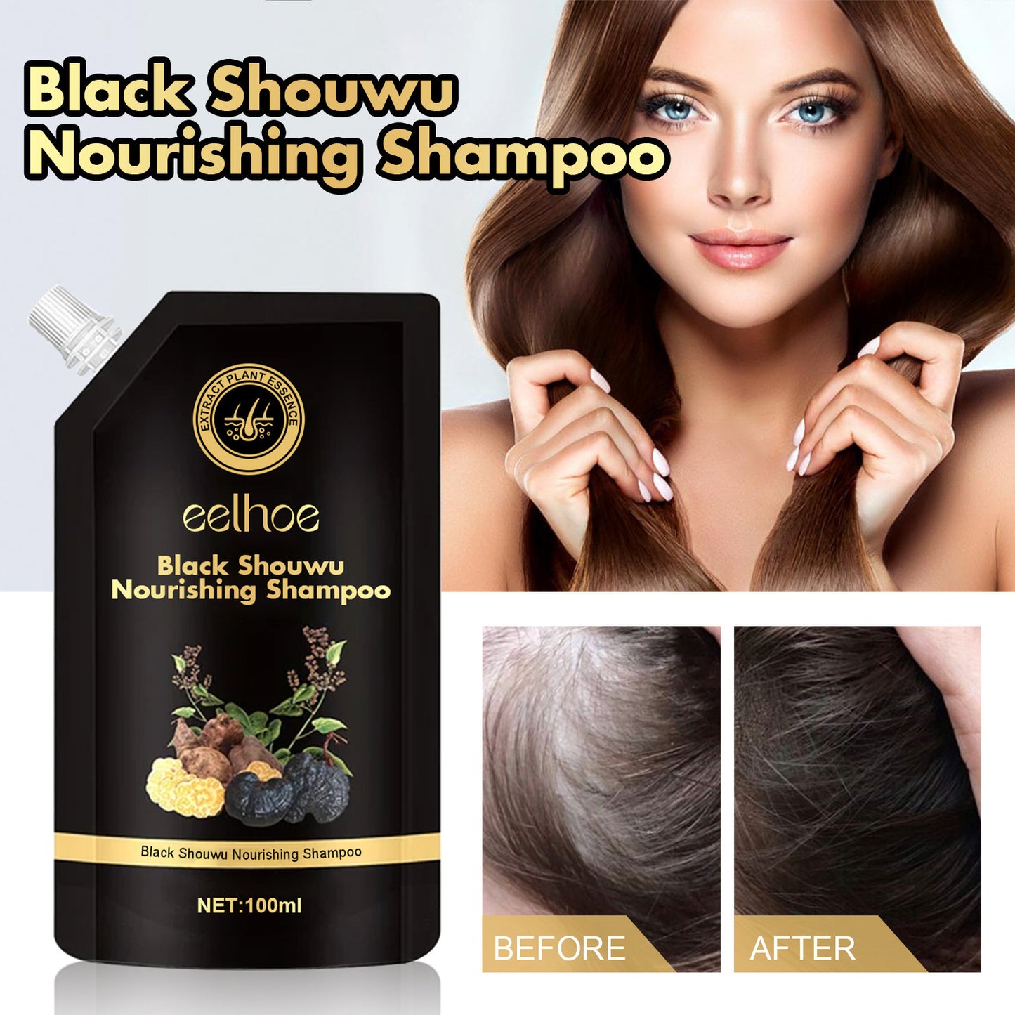 Black Ganoderma Lucidum Polygonum Multiflorum Shampoo
