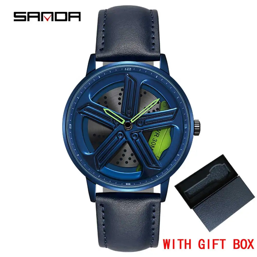 SANDA Sunbeam Man Watches Fashion Good looking Sport Rim Hub Watch Cool Men Luxury Car Design Watches Quartz Waterproof Watches