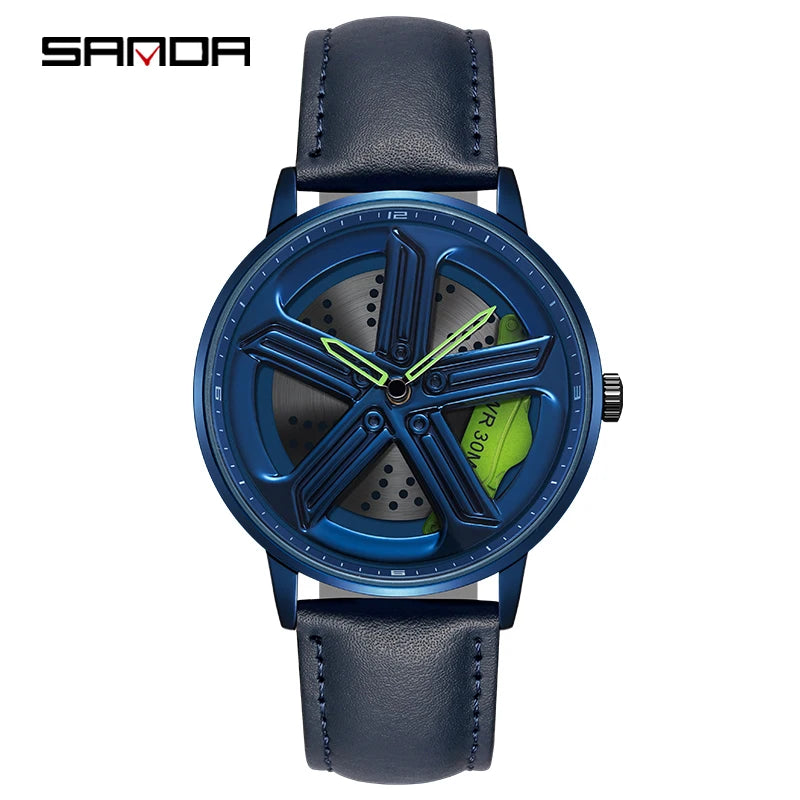 SANDA Sunbeam Man Watches Fashion Good looking Sport Rim Hub Watch Cool Men Luxury Car Design Watches Quartz Waterproof Watches