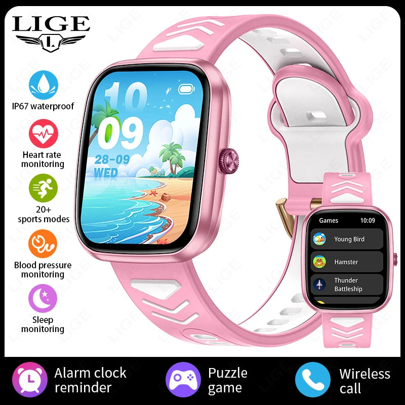 LIGE 2024 Kids Smart Watch Child HD Touch Screen Games Smartwatch Music Watch Boy Girl Gift Children Smartwatch For IOS Android