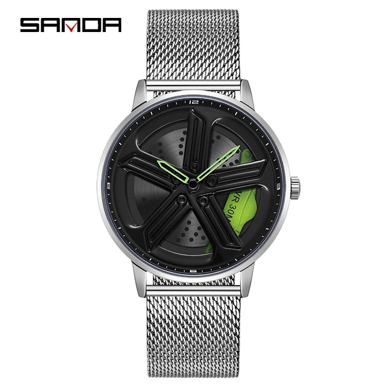 SANDA Sunbeam Man Watches Fashion Good looking Sport Rim Hub Watch Cool Men Luxury Car Design Watches Quartz Waterproof Watches