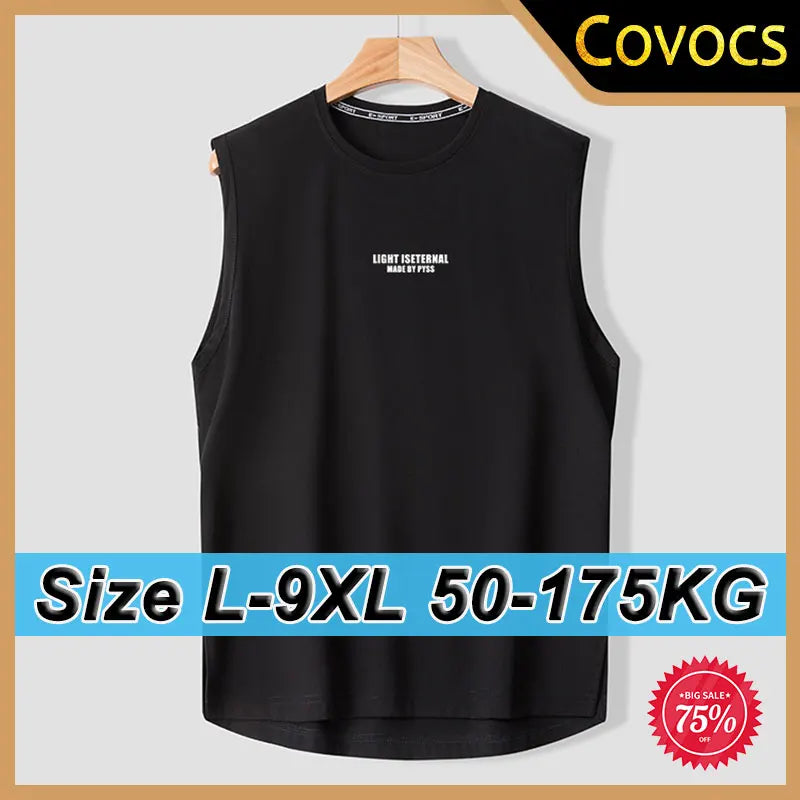 Plus Size Man Vest Sleeveless Tank Tops L-9XL 175kg Gym Basketball Shirt Streetwear Summer Outdoor Sports Tops Men's Clothing