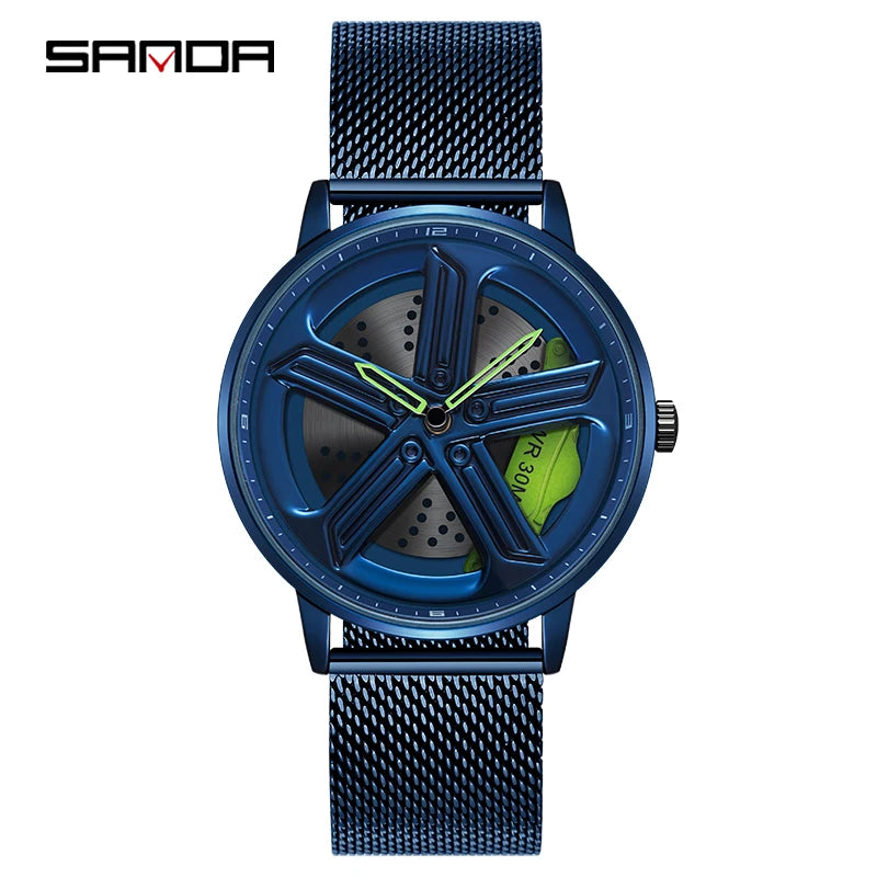 SANDA Sunbeam Man Watches Fashion Good looking Sport Rim Hub Watch Cool Men Luxury Car Design Watches Quartz Waterproof Watches
