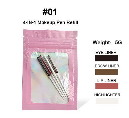 Multifunctional Cosmetic Brush Four-color 4-color Lip Liner Highlight Eyeliner Eyebrow Pencil
