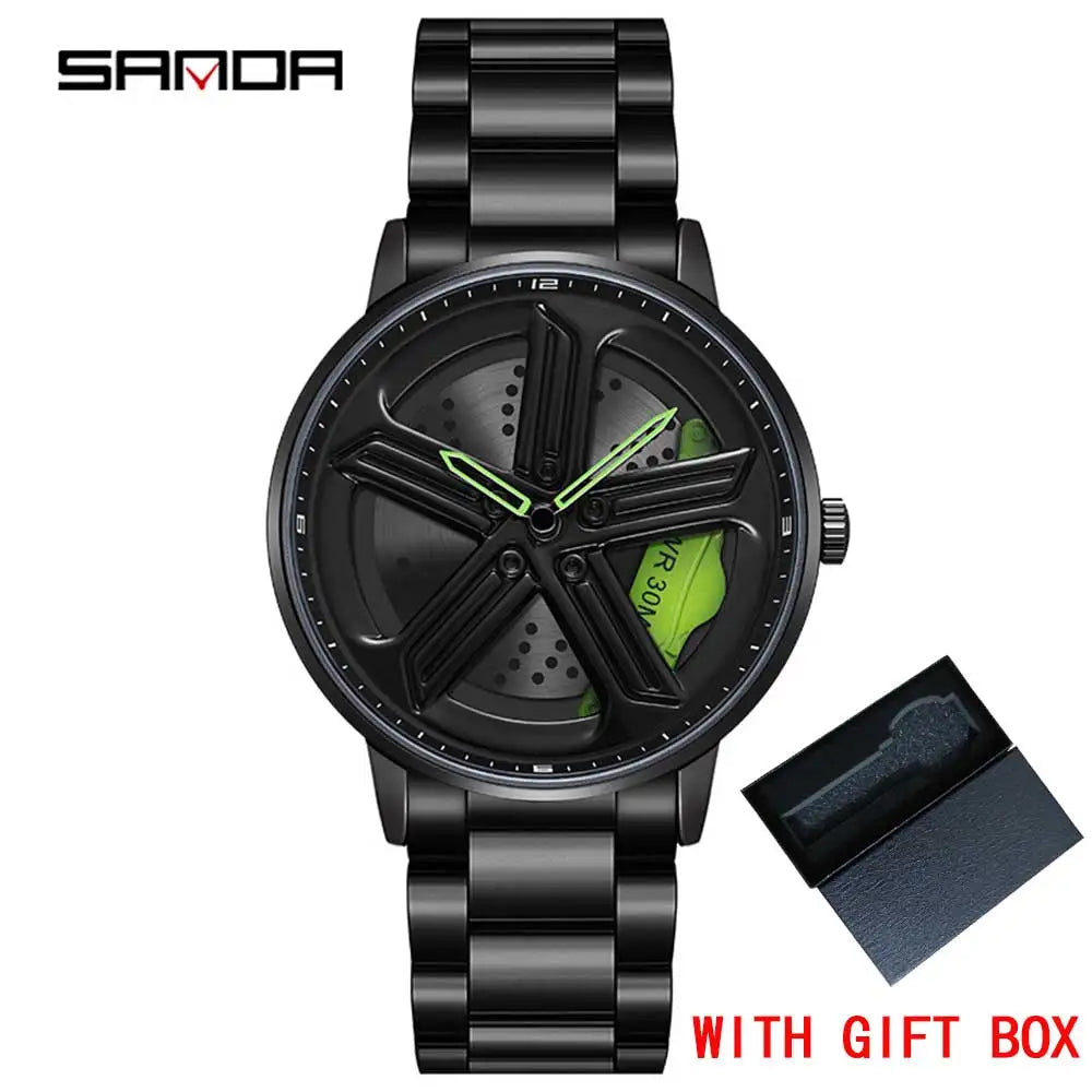SANDA Sunbeam Man Watches Fashion Good looking Sport Rim Hub Watch Cool Men Luxury Car Design Watches Quartz Waterproof Watches