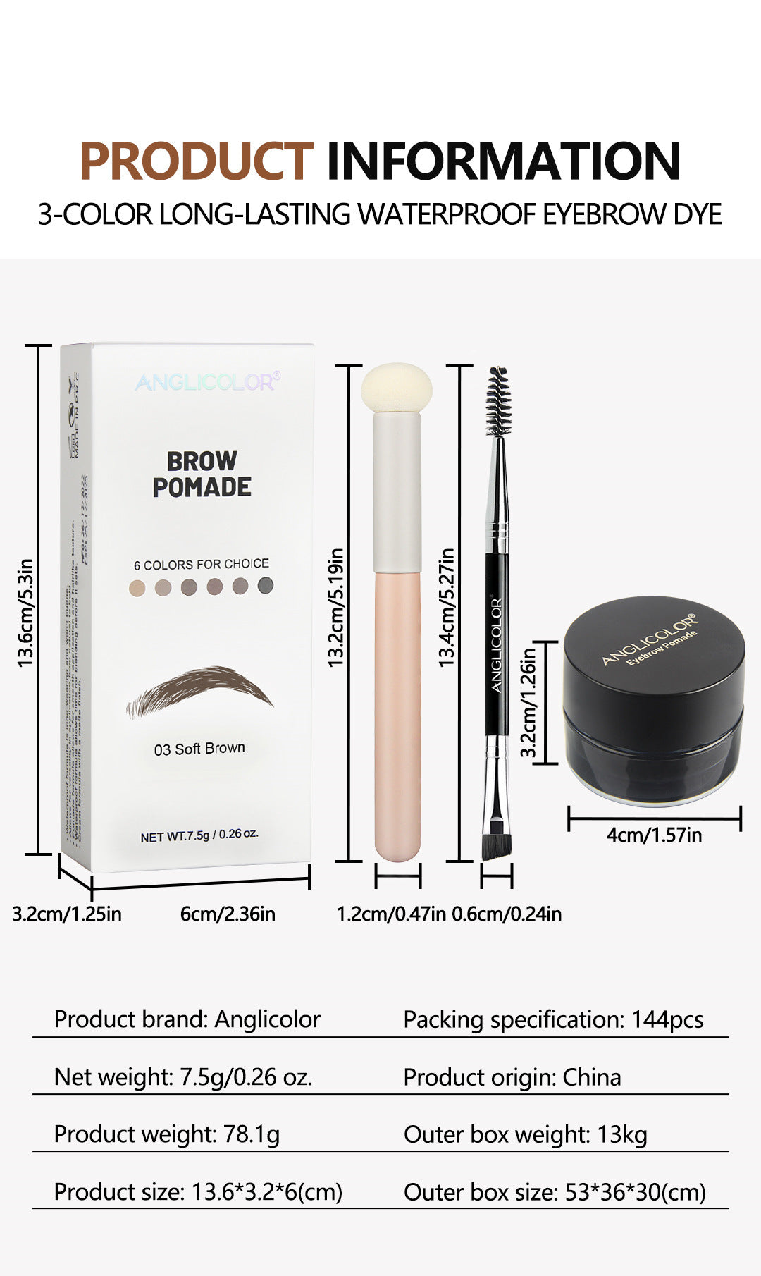Brow Cream Suit Long Lasting Smear-proof Makeup Waterproof And Sweat-proof Double-headed