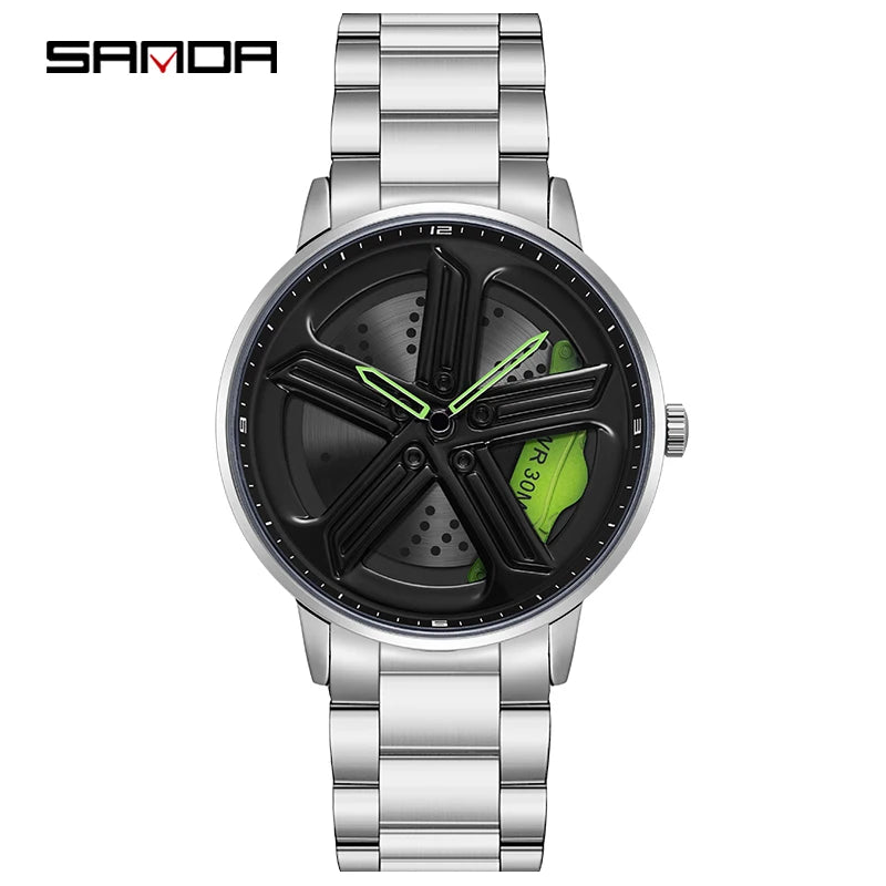 SANDA Sunbeam Man Watches Fashion Good looking Sport Rim Hub Watch Cool Men Luxury Car Design Watches Quartz Waterproof Watches