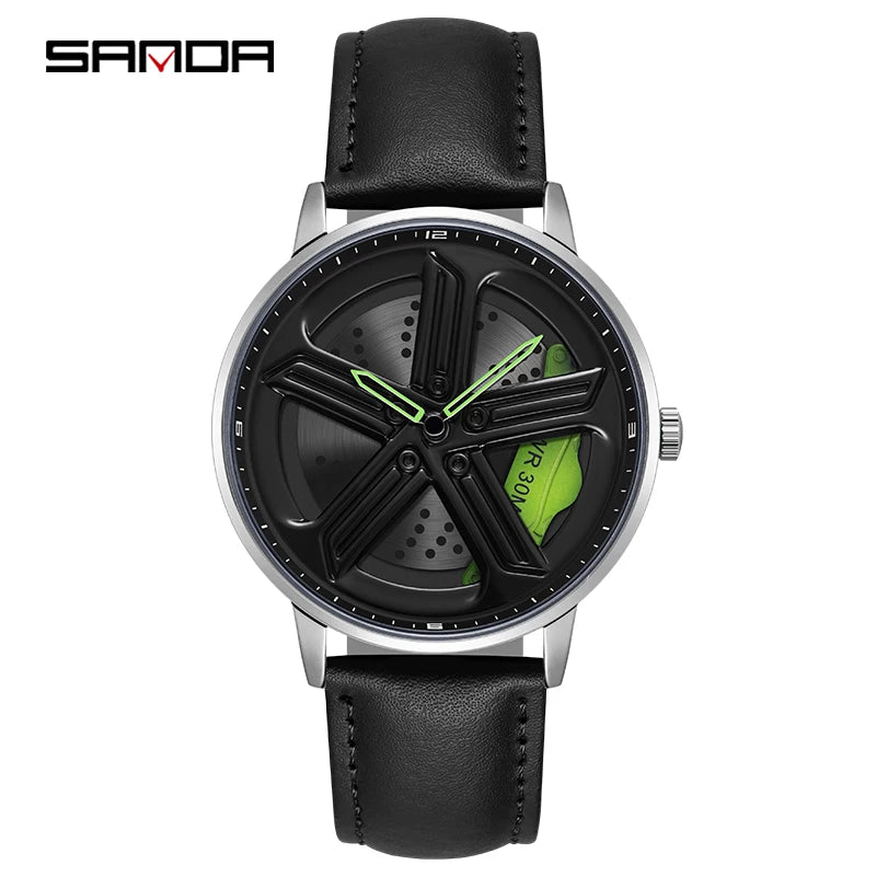 SANDA Sunbeam Man Watches Fashion Good looking Sport Rim Hub Watch Cool Men Luxury Car Design Watches Quartz Waterproof Watches