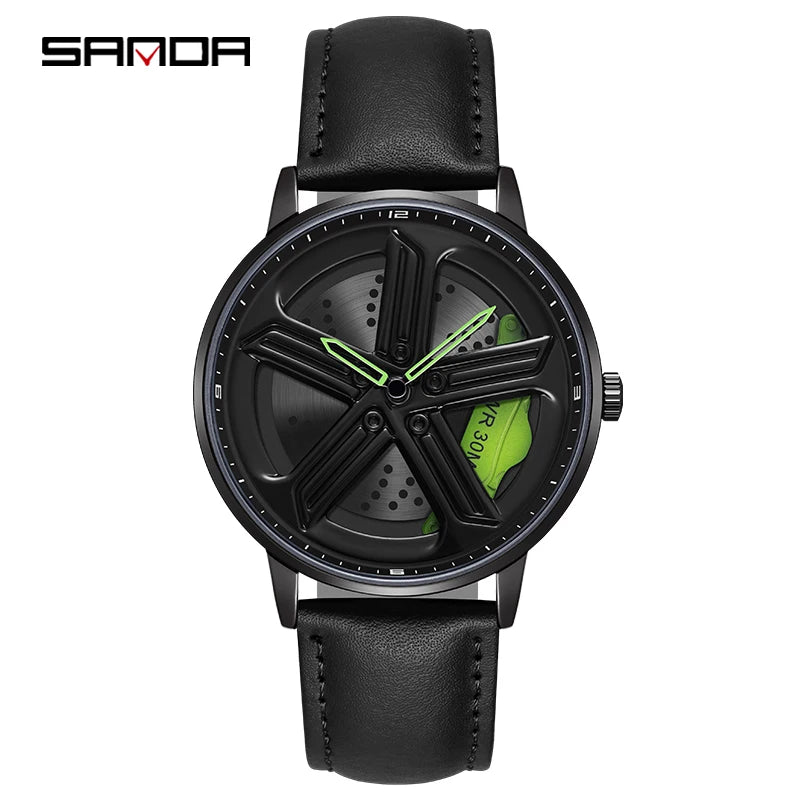 SANDA Sunbeam Man Watches Fashion Good looking Sport Rim Hub Watch Cool Men Luxury Car Design Watches Quartz Waterproof Watches