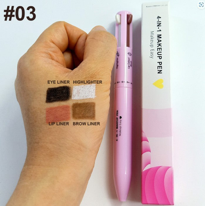Multifunctional Cosmetic Brush Four-color 4-color Lip Liner Highlight Eyeliner Eyebrow Pencil