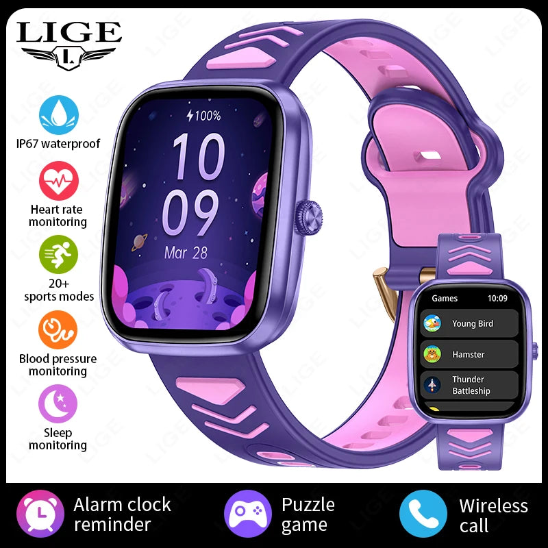 LIGE 2024 Kids Smart Watch Child HD Touch Screen Games Smartwatch Music Watch Boy Girl Gift Children Smartwatch For IOS Android