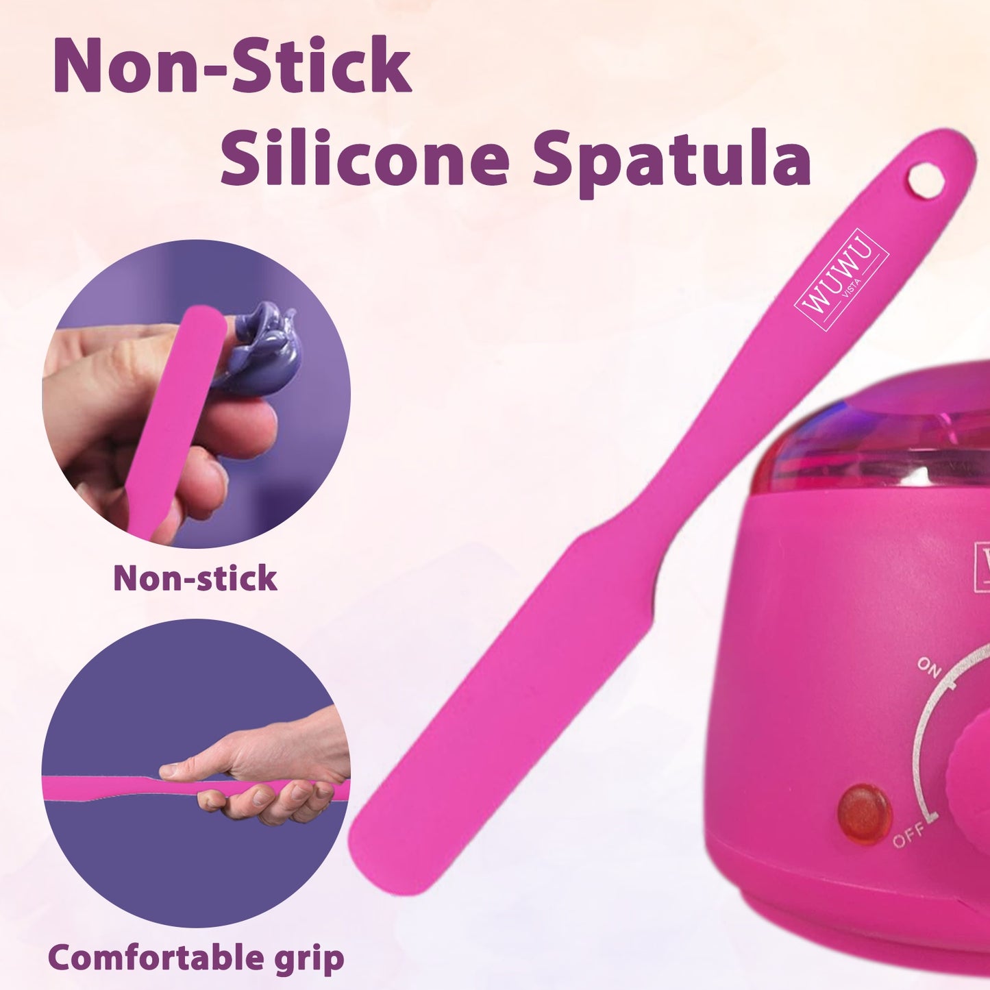 WUWUVISTA Non-stick Wax Silicone Spatula Hair Removal Accessories Easy To Clean And Reusable Large Area Hair Removal Wax Scraper