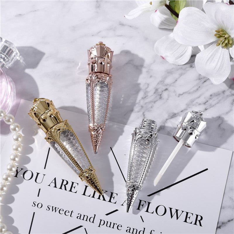 New ML241 Tapered Laser Carving Lip Gloss Tube From Stock, Golden Lip Glaze