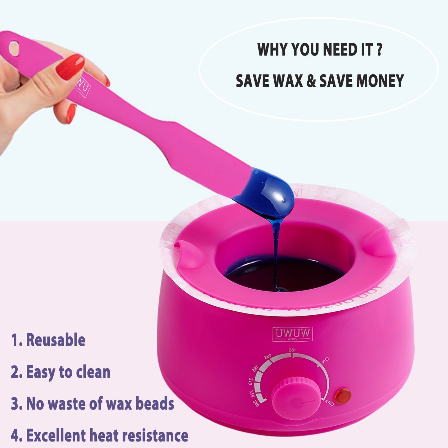 WUWUVISTA Non-stick Wax Silicone Spatula Hair Removal Accessories Easy To Clean And Reusable Large Area Hair Removal Wax Scraper