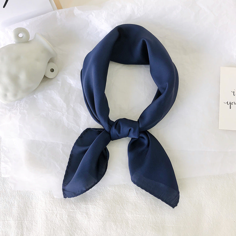 Pure color ladies tie wrap silk scarf