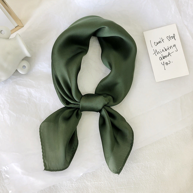 Pure color ladies tie wrap silk scarf