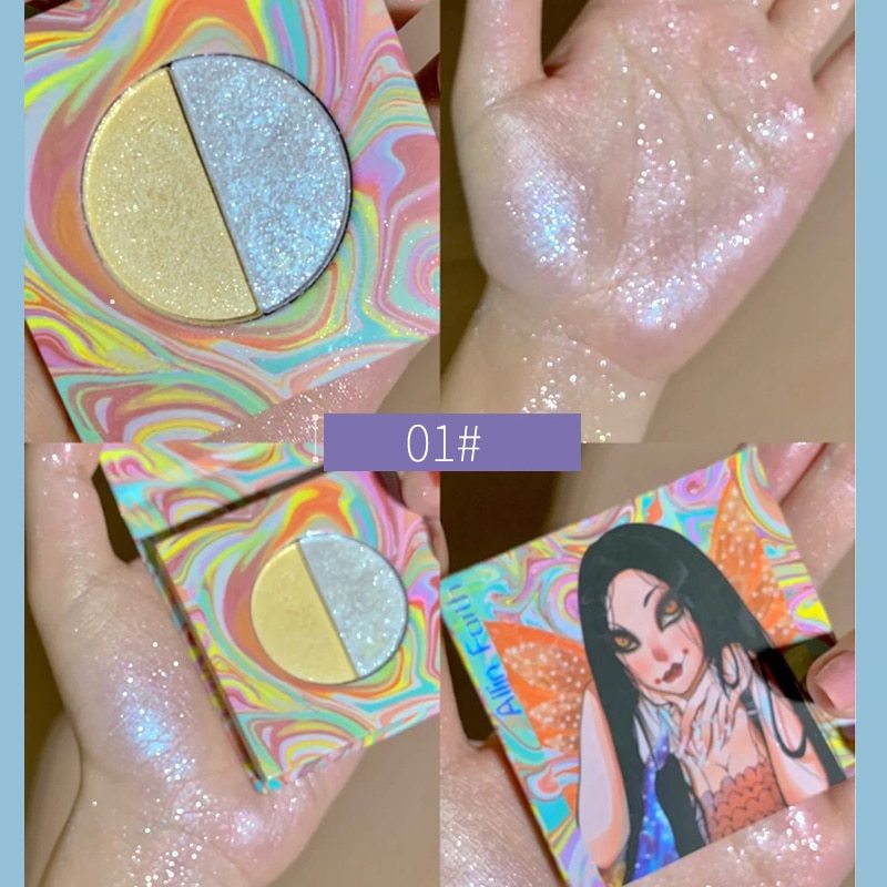 High Gloss Water Glitter Powder Cake Lying Silkworm Two-Tone Highlight