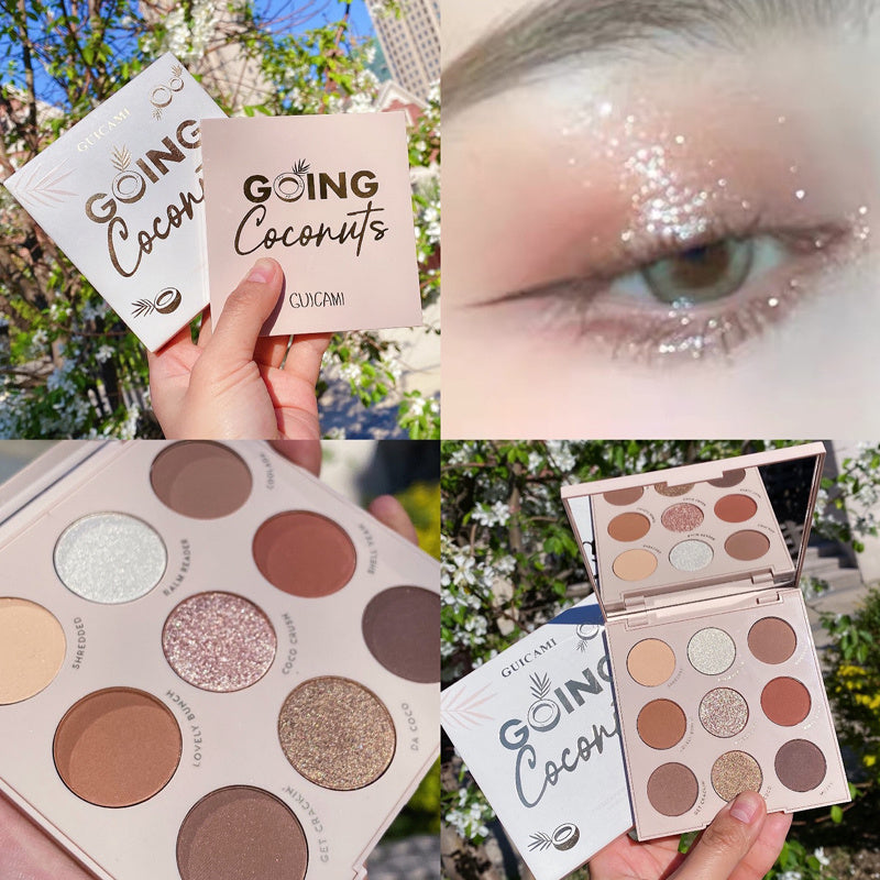 Nine-Color Fruit Eyeshadow Tray Peach Strawberry Orange Soda Honey Tray Pearl Sequins Daily Wild Net Red