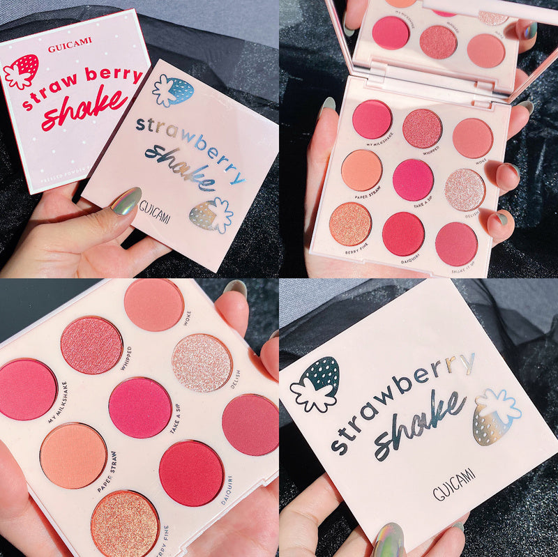 Nine-Color Fruit Eyeshadow Tray Peach Strawberry Orange Soda Honey Tray Pearl Sequins Daily Wild Net Red