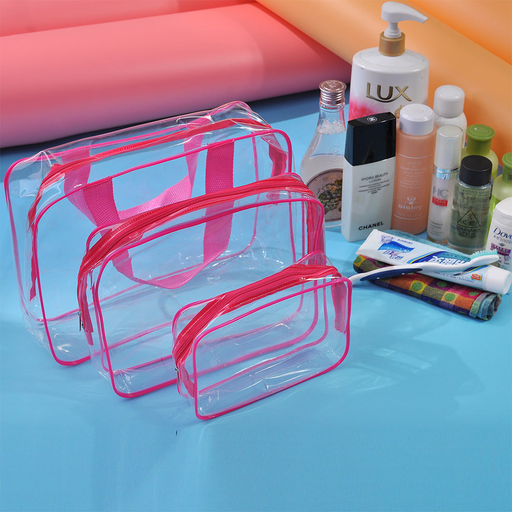 Amazon S Explosive Transparent Fashion Pvc Travel Storage Bag Three Piece Toiletry Bag Logo Can Be Printed