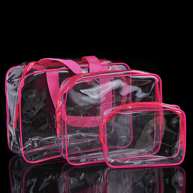 Amazon S Explosive Transparent Fashion Pvc Travel Storage Bag Three Piece Toiletry Bag Logo Can Be Printed