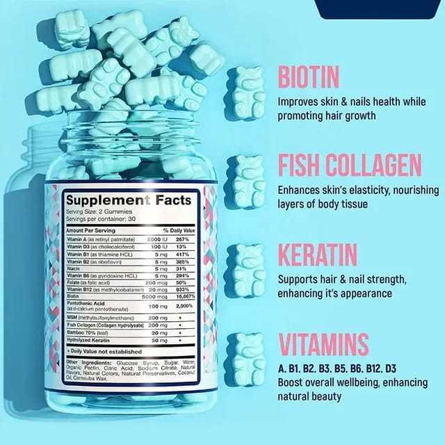 Hair Nails Skin Gummies With Biotin Keratine And Collagen