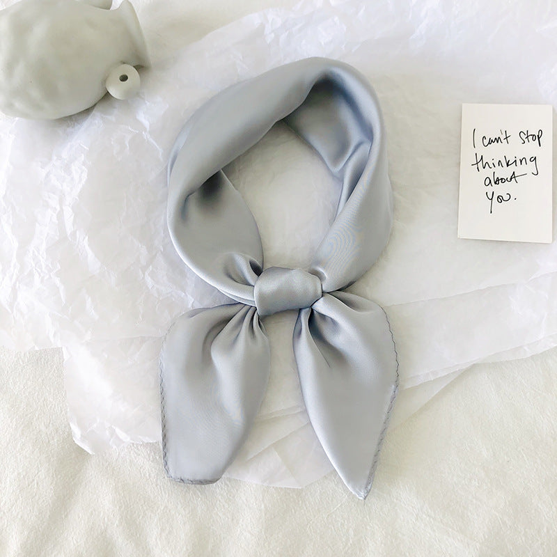 Pure color ladies tie wrap silk scarf