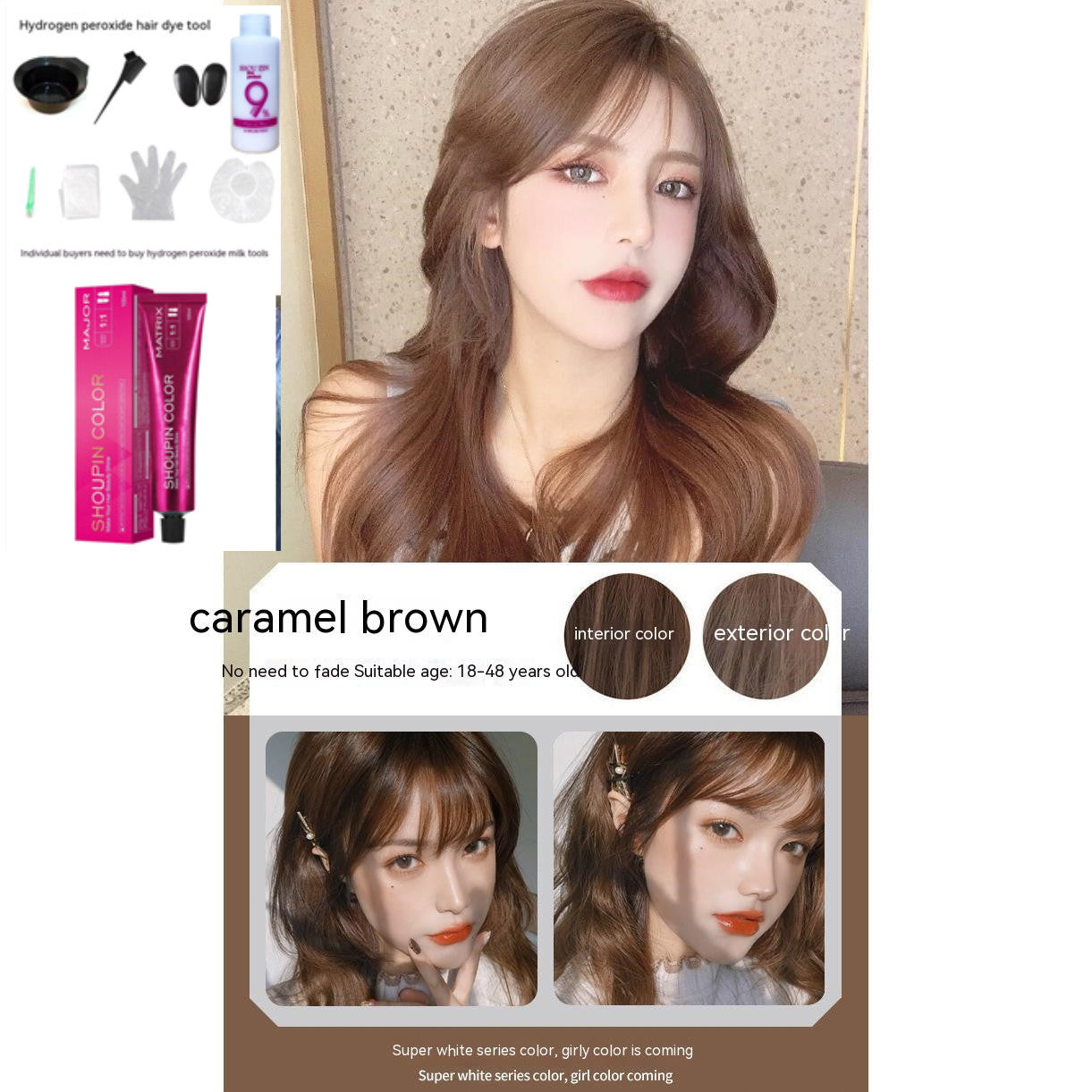 Ammonia-free Hair Color Paste Monochrome Paste Cover White Hair Multi-segment Color One-step Black Tea Gray Blue Black Hair Dye