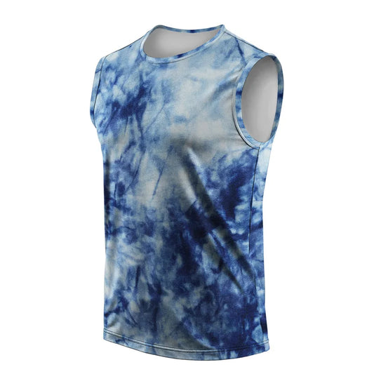 Street Fashion Ink Splash Mens Vest Round Neck Sleeveless Printed Tshirt Daily Outdoor Sports Fitness Running Top Art Gradient