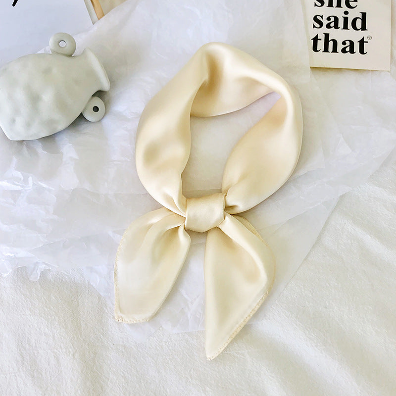 Pure color ladies tie wrap silk scarf