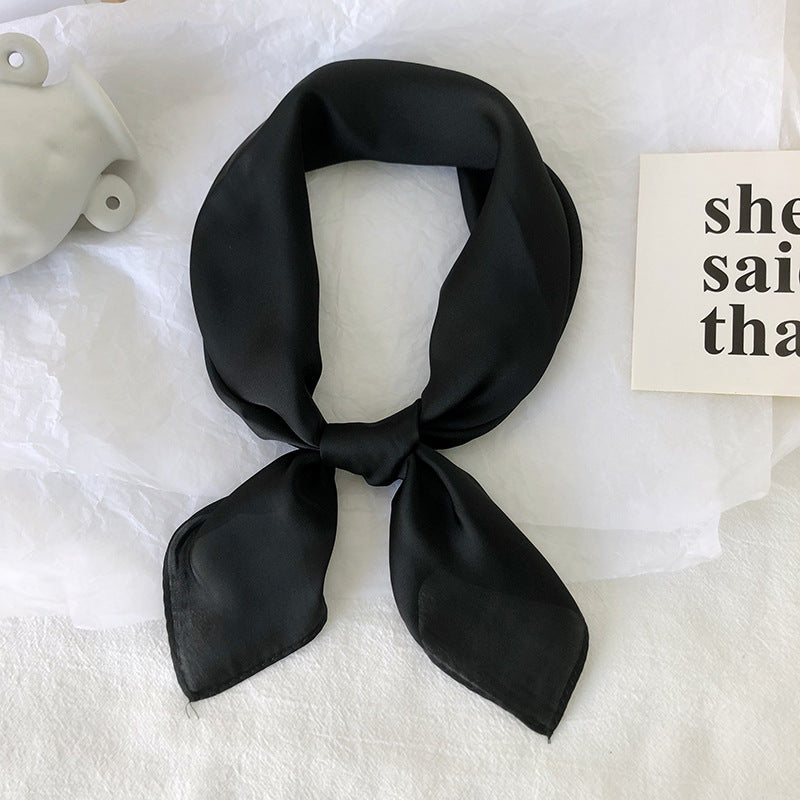 Pure color ladies tie wrap silk scarf