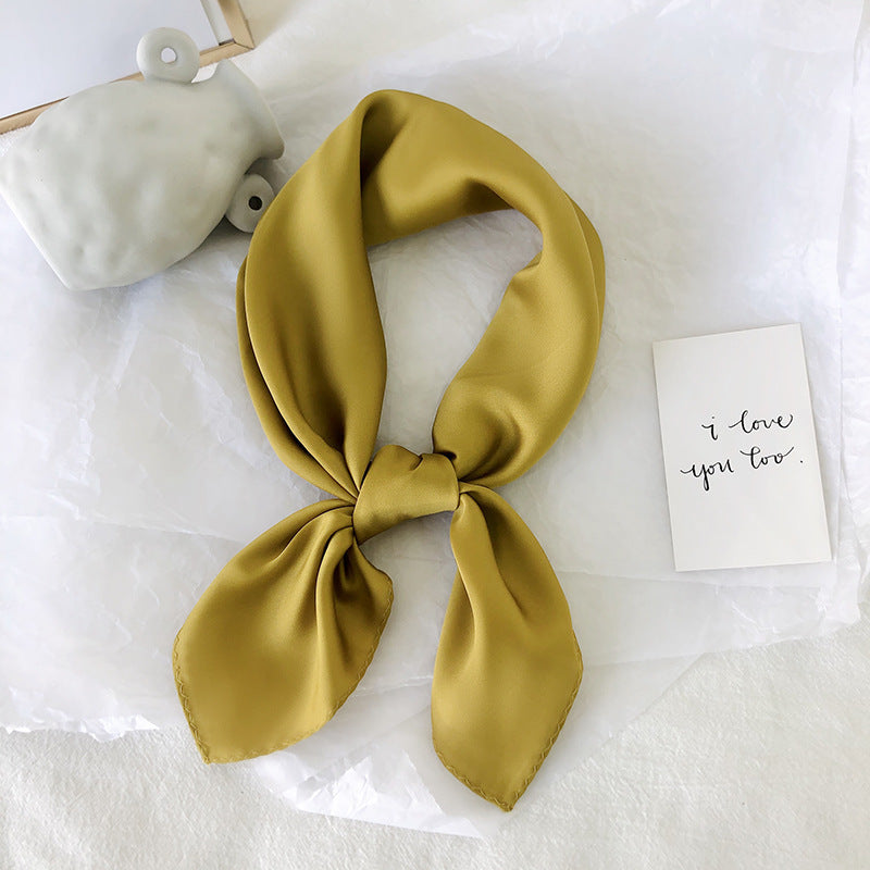 Pure color ladies tie wrap silk scarf