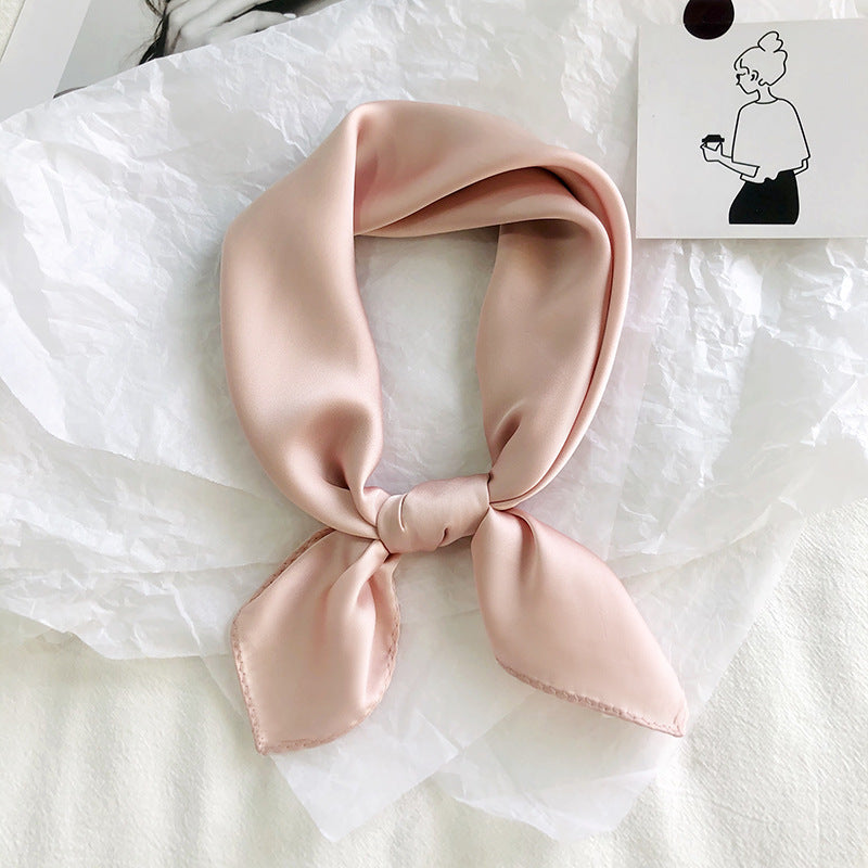 Pure color ladies tie wrap silk scarf