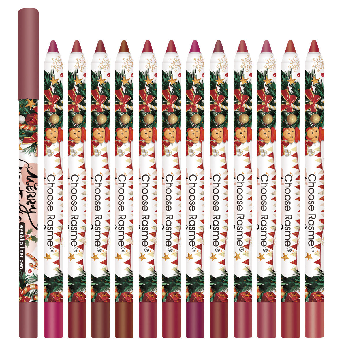 Christmas 12 Colors Mixed Lip Liner Suit